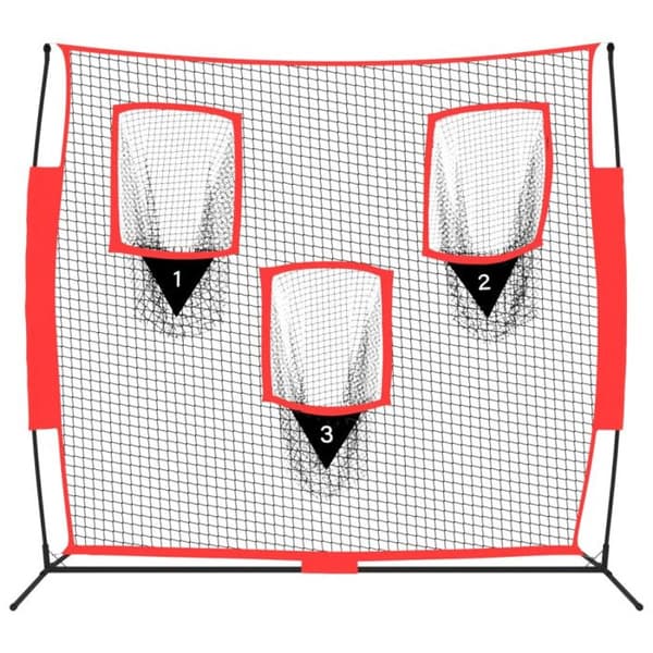 Bärbart baseballnät - VIDAXL - 183x105x183 cm - Polyester - Svartröd