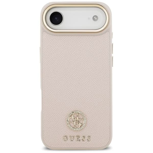 Coque Guess Grained Strass Logo MagSafe för iPhone Air - Rosa