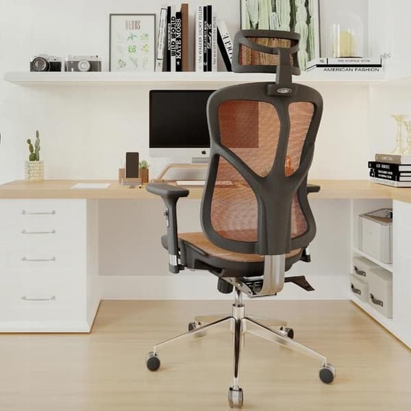 Ergonomisk stol - Diablo V-Basic - svart-orange - ventilerande nät - höj- och sänkbart