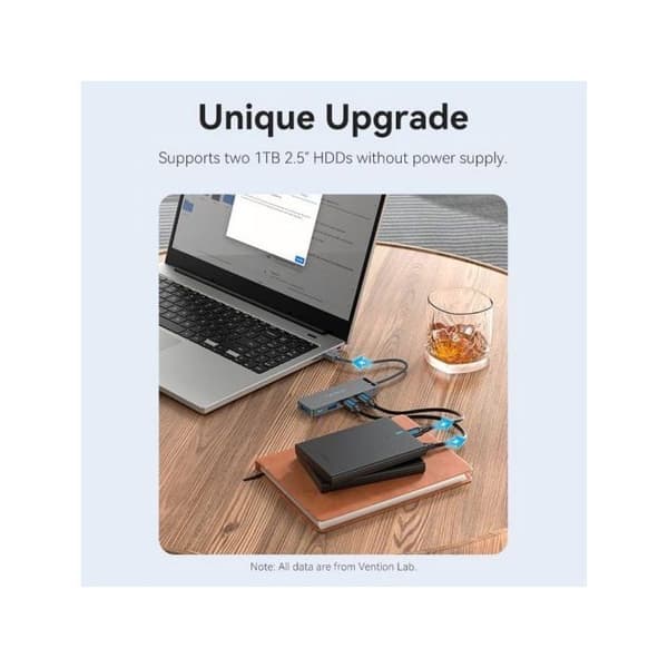 HUB USB 3.0 - VENTION - Svart - Ströminterface - Multifunktionell - Datoraccessoarer