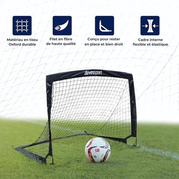 DEVESSPORT Set med 2 Fotbolls mål - Fällbara Pop-Up - Robusta - För Barn 5-8 År - In/Utomhus