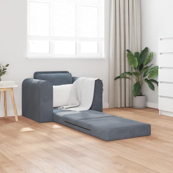 Soffa Säng 2 i 1 Mörkgrå 98x71x83 cm Sammet