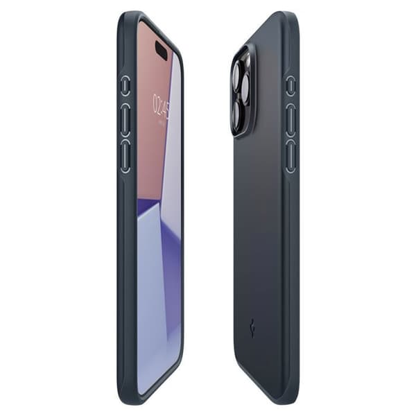 Telefonfodral - SPIGEN - Thin Fit - Metallgrå - Kompatibel med iPhone 15 Pro Max - Mjuk