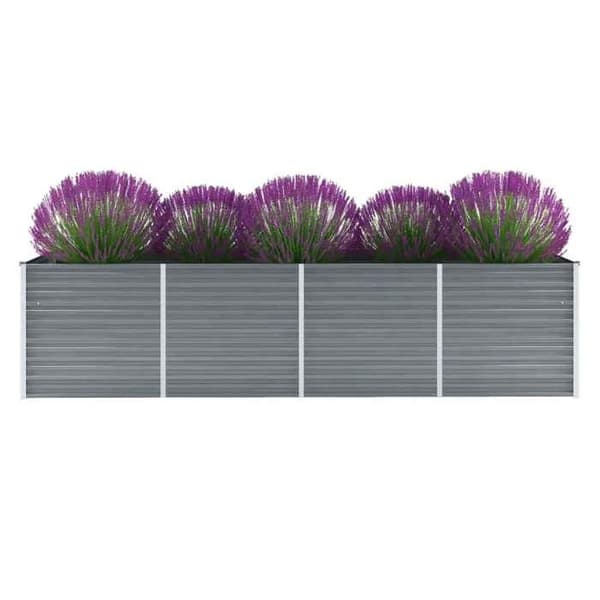vidaXL Upphöjd trädgårdssäng Galvaniserat stål 320x80x77 cm Grå