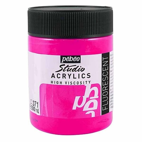 Akrylfärg - PEBEO - Studio - 500 ml - Neonrosa - Hög Viskositet
