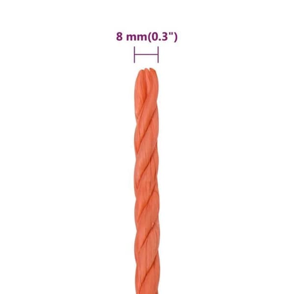 152928 vidaXL Arbetsrep Orange 8 mm 25 m Polypropen