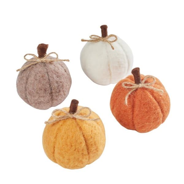 4-pack Mini Pumpor - Lights4fun - DE24007 - Filtt - Höstdekoration - Inomhus