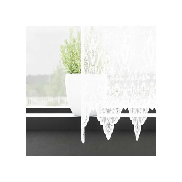 Blommönstrad spetsgardin - vidaXL - Vit - Polyester - 260x1200 cm - Ljusfiltrerande - Integritetspaneler