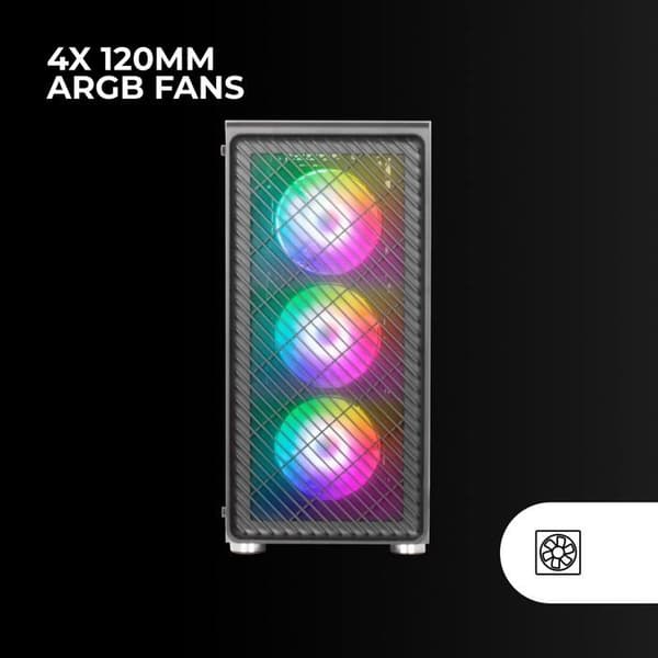 PC-chassi - Mars Gaming - MC-F - 4 ARGB-fläktar - Härdat Glas - Vattencooling
