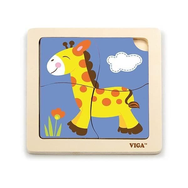 Viga Toys pussel i trä giraff 4 bitar