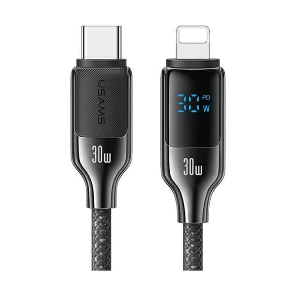 USAMS USB-C till Lightning-kabel 1,2 m, snabbladdning, grå