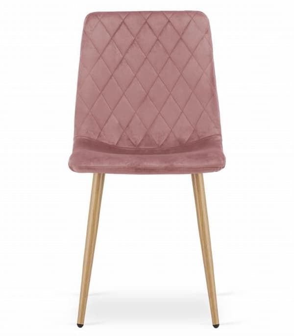 Stol TURIN - rosa sammet / ben i träfärg x 1