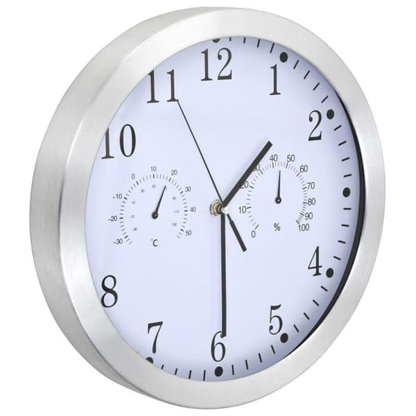 vidaXL Quartz Väggklocka Hygrometer Termometer Vit Kökspendel 50623