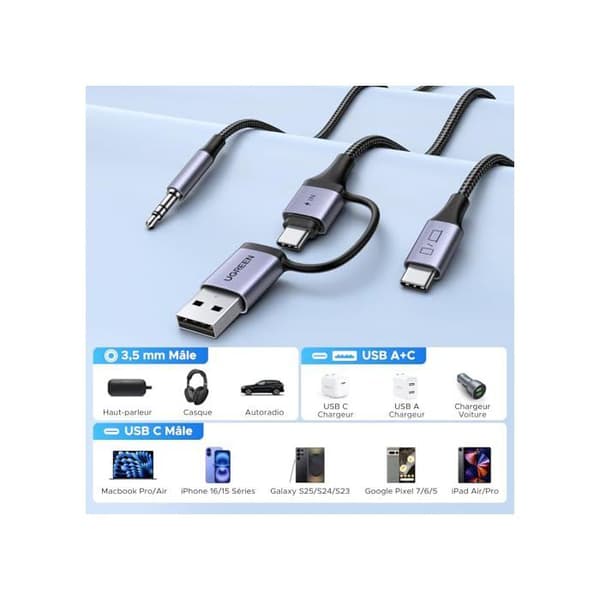 Ljud- och videoinspelningskort - UGREEN - CM772 - USB-C - Jack 3,5 mm - USB-C/USB-A-adapter
