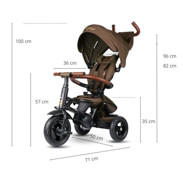 Trekant - Rito Deluxe - Brun - 5 säkerhetspunkter - Fällbar - Gummihjul