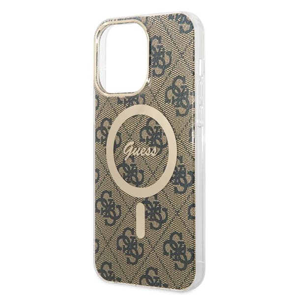 Coque Guess IML 4G MagSafe för iPhone 15 Pro Max - Brun