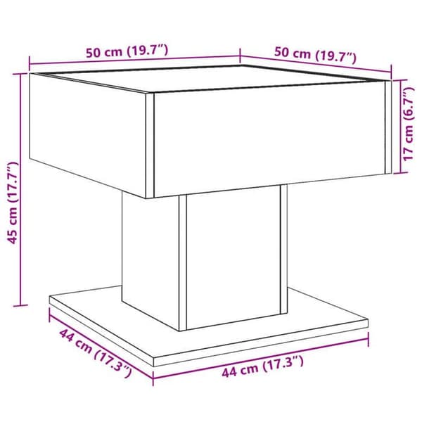 vidaXL Låg bord med LED vit 50x50x45 cm träfiber