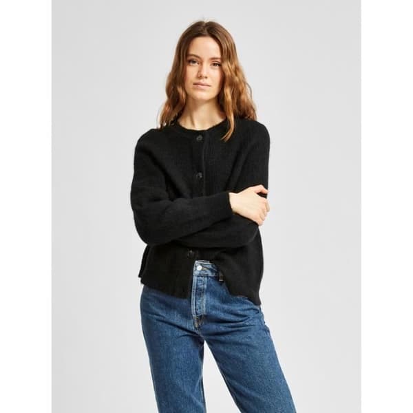 Selected Lulu stickad damkofta - svart - XS