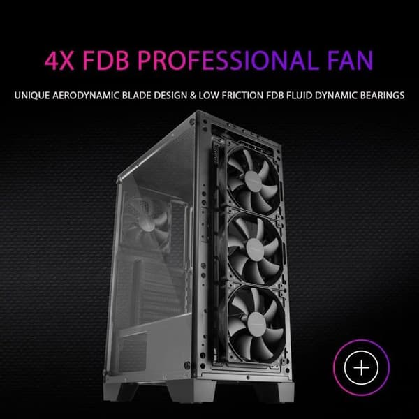 ATX PC-chassi - Mars Gaming - MC-MASTER - Svart - Härdat Glas - 4 Fläktar 120mm