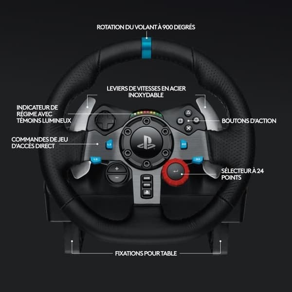 G29 racinghjul och pedaler - Logitech G - Kompatibel PS5, PS4 och PC