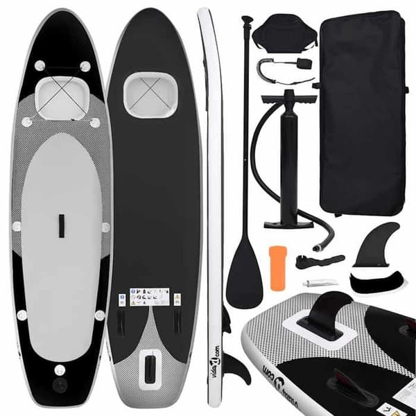 vidaXL Uppblåsbart SUP Board Set Svart 360x81x10 cm