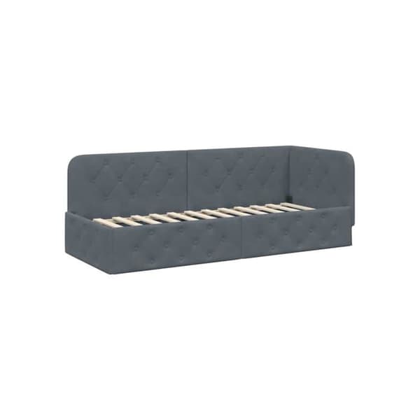 Hörngavel i sammet - vidaXL - Mörkgrå - 80x200 cm - L-formad design - Mångsidig bäddsoffa
