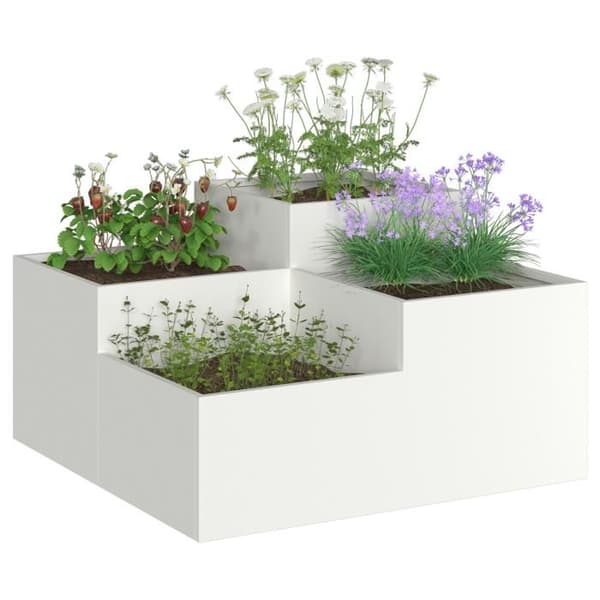 Jardiniär 100x100x48 cm Vit Stål