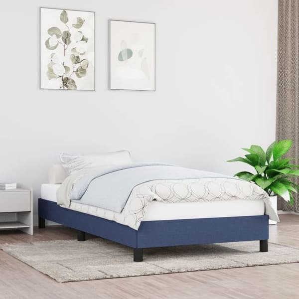 vidaXL Sängram utan madrass blå 90x190 cm tyg 346686
