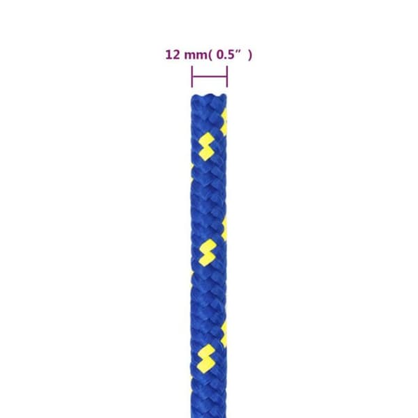 152460 vidaXL Båtrep Blå 12 mm 100 m Polypropen