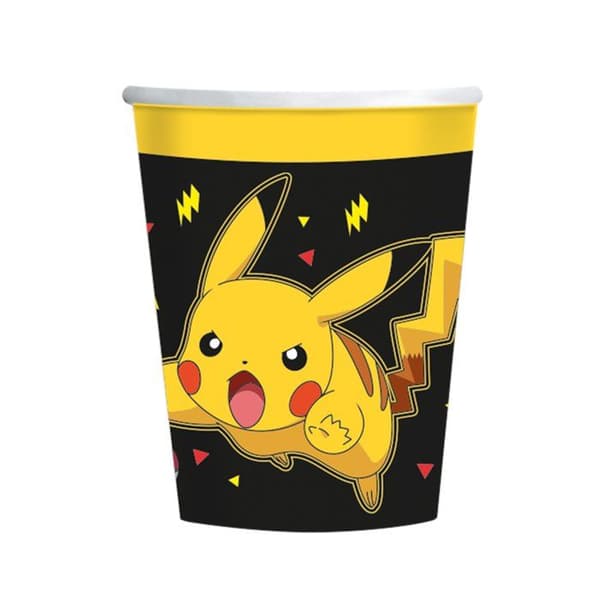 Pappersmugg - AMSCAN - Pikachu - 8 stycken - 237 ml - Svart