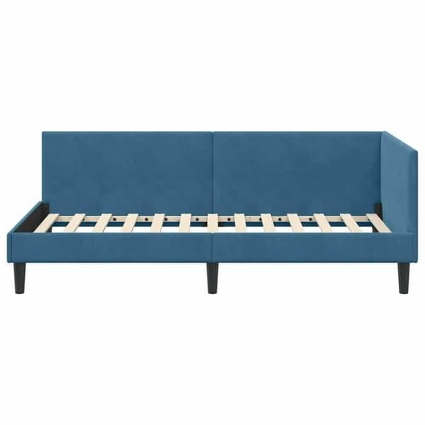 vidaXL Hörnsängram Blå 80 cm x 200 cm Sammet 42016205