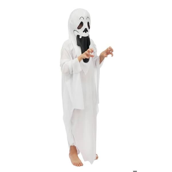 Kostym Barn - LITEN CLOWN - Vit Spöke Kille - 7-9 år - Vit - Lätt polyester