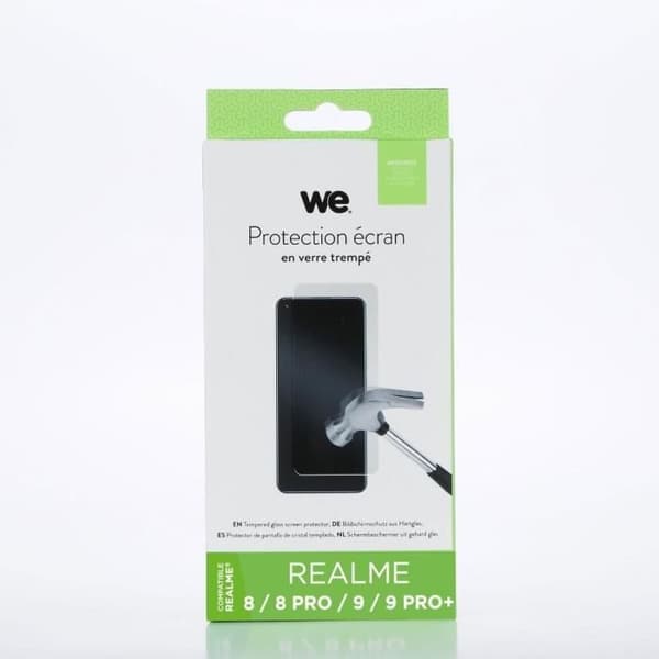 Skärmskydd - WE - REALME 9 / 9 PRO + - Repellerande - Bubblor - Ultra-resistent