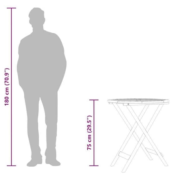 vidaXL hopfällbart trädgårdsbord Ø60x75 cm Massivt eukalyptusträ