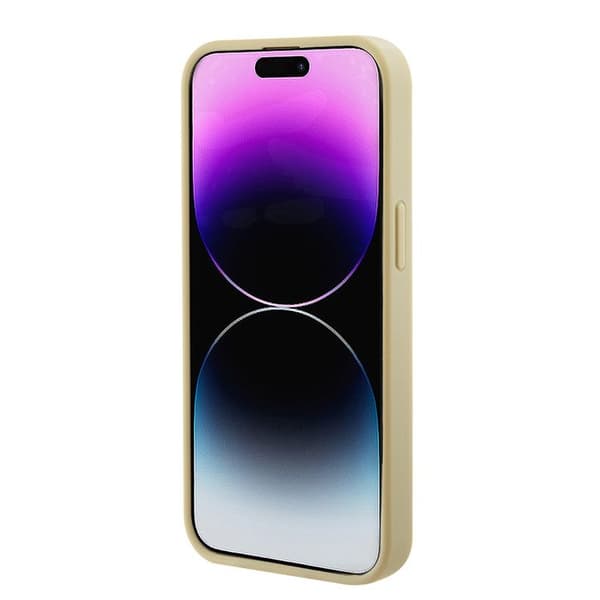 Guess Saffiano MagSafe-fodral för iPhone 15 Plus - Guld