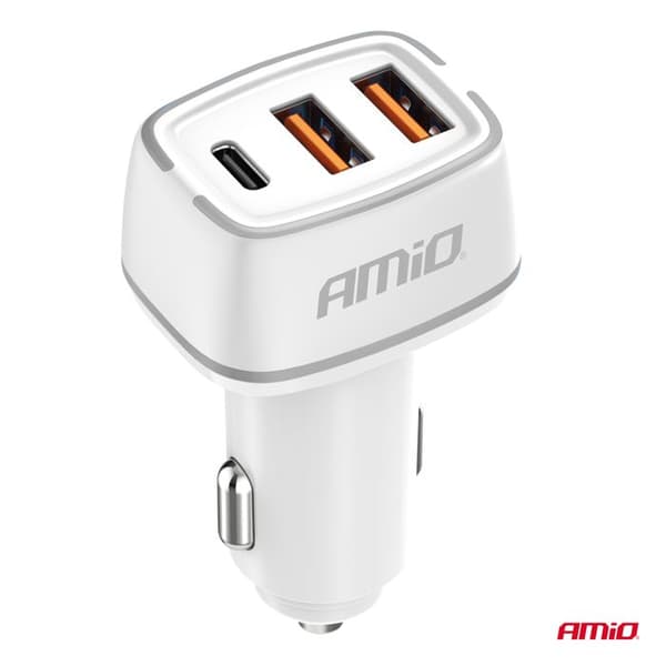 Bil laddare 2x USB-A + USB-C 32W AMIO-03890