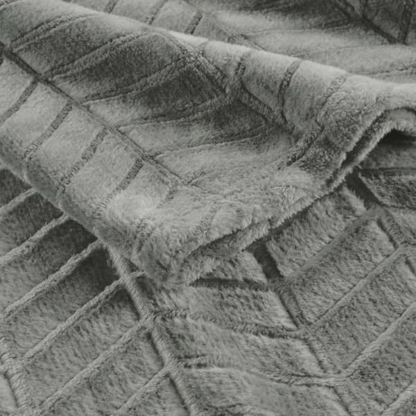 Rutig Fleece Enfärgad "Arya" 180x220cm Grå