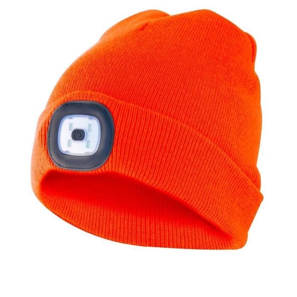 FYR: Hatt med laddningsbar LED-strålkastare. Orange