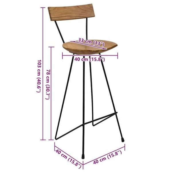 vidaXL Barstolar 2 st Massiv teak