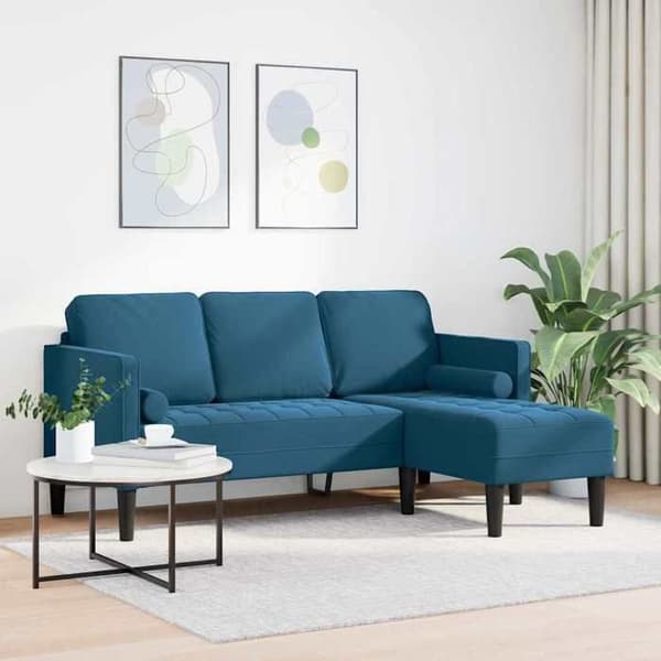 vidaXL Soffgrupp med kuddar Blå Polyester 42001934