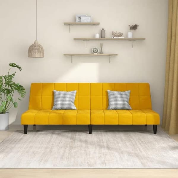 vidaXL Soffa-säng 2 platser gul sammet 375845