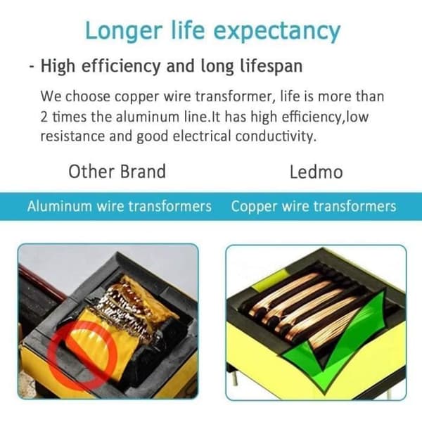 LEDMO Transformator Adapter 12V 5A 60W för LED-remsa - EU-kontakt & universell DC-kontakt