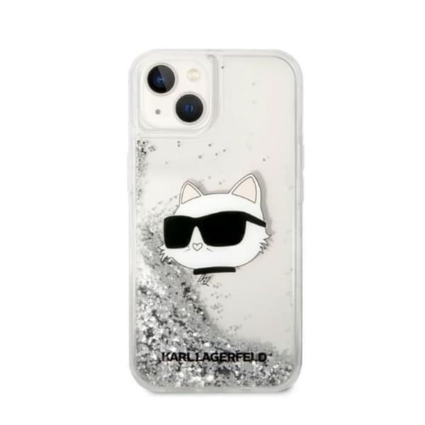 KARL LAGERFELD Coque Liquid Glitter NFT Choupette Head för iPhone 14 Plus - Silver