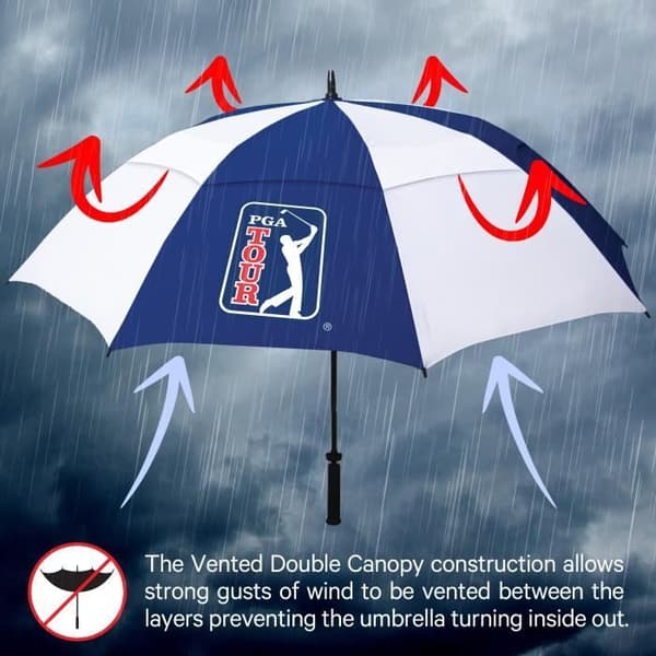 PGA TOUR vindtätt golfparaply - Vit & Blå