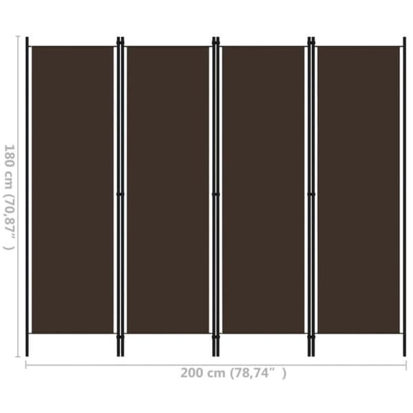 vidaXL 4-Panel Rumsavdelare Brun 200x180 cm