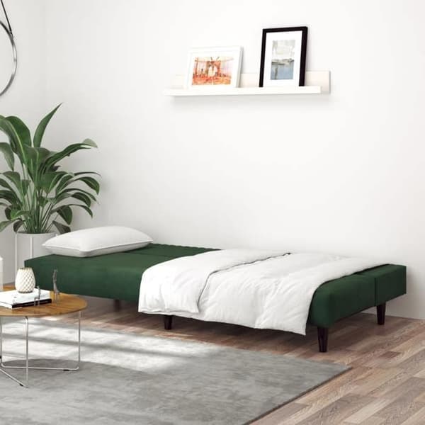 vidaXL 2-sits bäddsoffa Mörkgrön sammet 375928