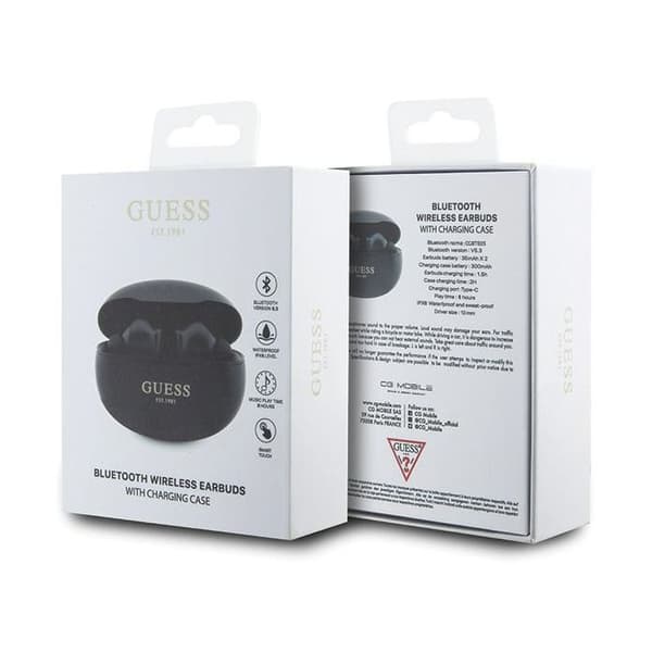 Hörlurar - hörlurar Guess Bluetooth-headset GUTWST50EK TWS + Dockningsstation Black Classic EST