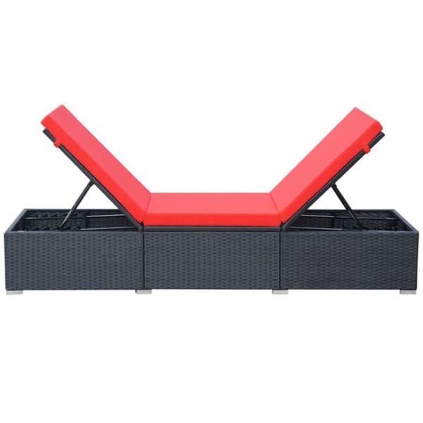 vidaXL Solstol med Kudde Poly Rattan Svart