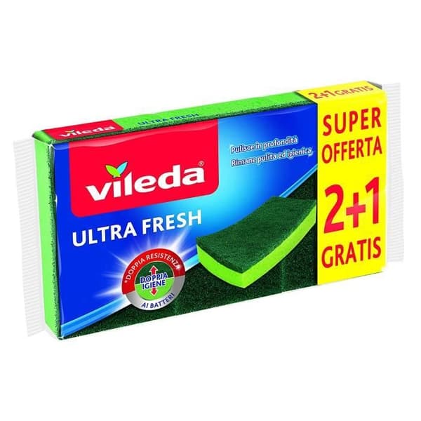 Vileda Ultrafresh 2 + 1 slippsvampar, grön - 162040