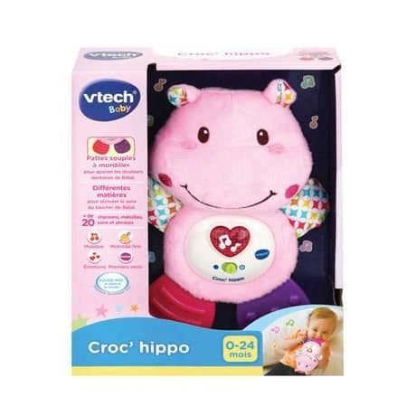 VTECH BABY - Croc'Hippo Rattle - Rosa texturerad mjukleksak